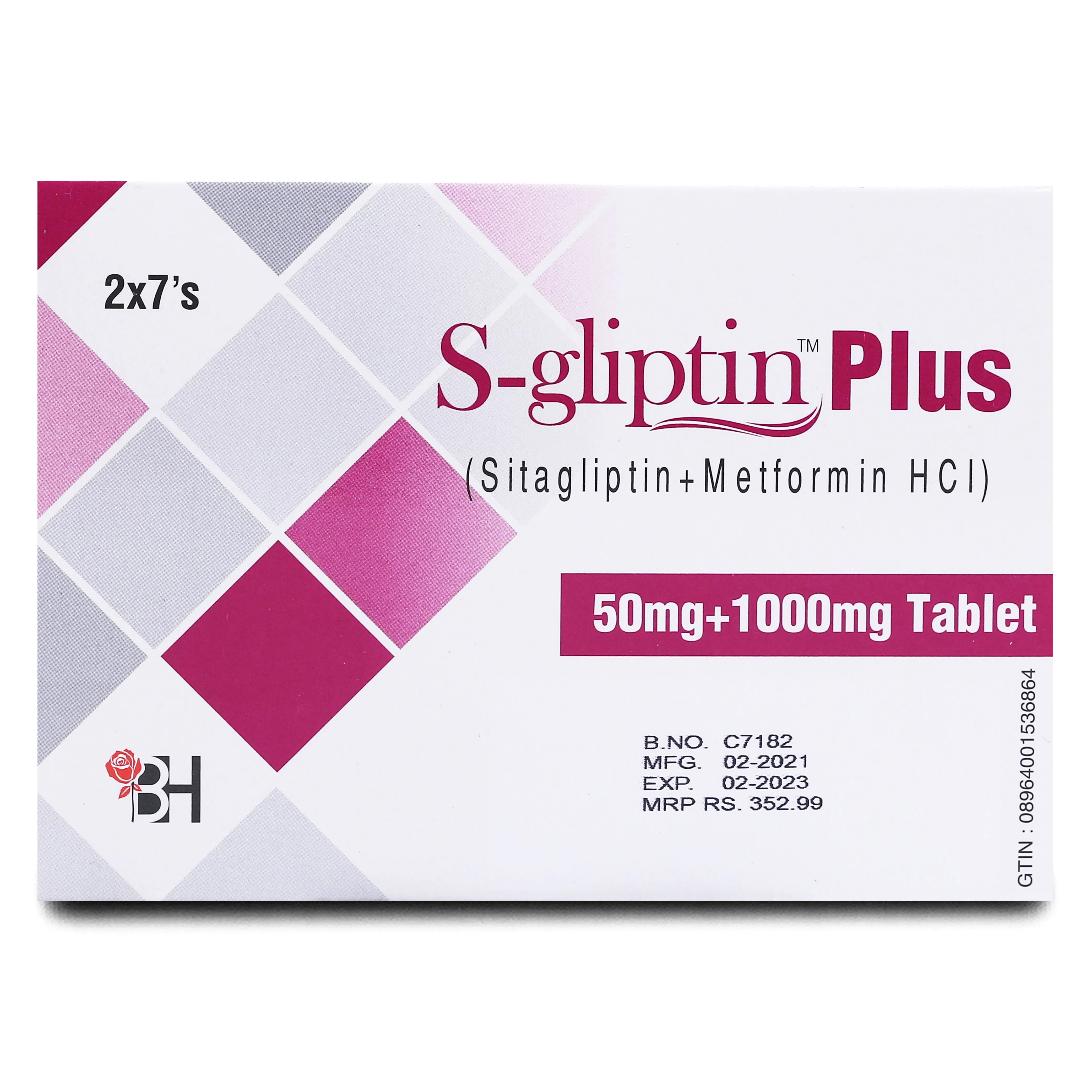 S-Gliptin Plus 50mg+1000mg Tablet (7 tablets)